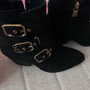Sam & Libby Black Boots with Gold Accents